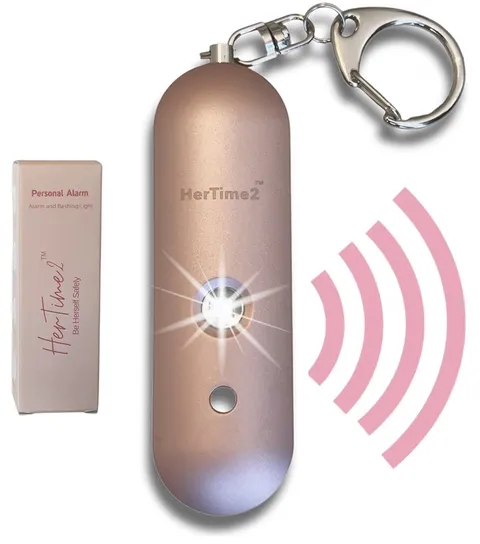 Rose Gold Personal Safety Alarm Keychain 130dB Siren Strobe Light Self Defense
