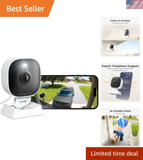 Easy Setup 2K Indoor/Outdoor Security Camera with Dual Storage and App Control