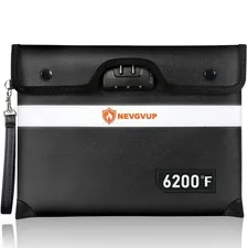 6200F Fireproof Document Bag With Lock Water Resistant Money Bag Zipper
