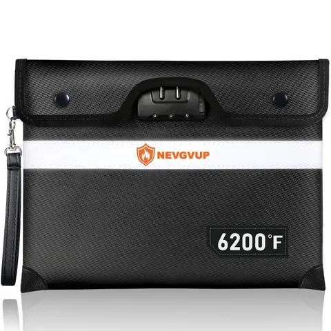 6200F Fireproof Document Bag With Lock Water Resistant Money Bag Zipper