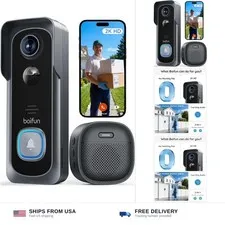 BOIFUN Video Doorbell Camera Wireless – No Subscription Required, 2K HD | 166...
