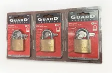 3 Pks Guard Gold Metal Padlocks Heavy Duty 1-1/2" Solid Brass Locks 3 Keys 38mm
