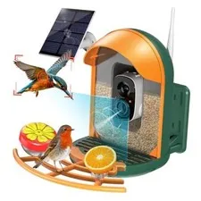 Smart Bird Feeder with Camera, Solar Powered Wireless Birds 2K With Stand Green