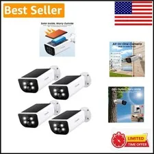 Smart Solar Battery Powered Security Cameras - 4-Pack with 2K Color Night Vision