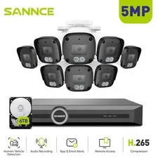 SANNCE 8CH 6MP NVR 5MP Audio POE Security Camera System Outdoor IP Network IP67