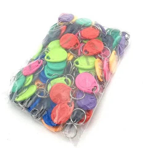 100pcs RFID 125KHz Keyring Token Door Access Reader Control ID Tag Multi Color