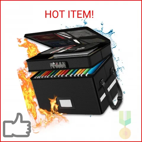 RHM Fireproof Document Box with Lock, 2 Layer Fire Proof File Box for Documents