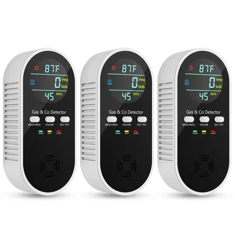 5-in-1 CO & Gas Leak Detector | Plug-in/Battery Backup | Digital Display | Home 