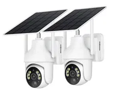 Pack 2 Cámaras WiFi Solar 2K Exterior 360° con Visión Nocturna y Detección PIR