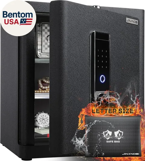 Deluxe Biometric Safe with Fireproof Waterproof Bag,2.25 Cubic Feet Safe Box wit