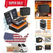 5200°F Fireproof Document Organizer - Water-Resistant with Lock & 8 Compartments