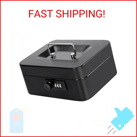 Jssmst Cash Box with Money Tray and Combination Lock - Secure Medication Lock Bo