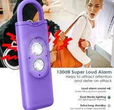 With 130dB & 2 LED Light Personal Alarm Keychain For Emergency Safesound Person