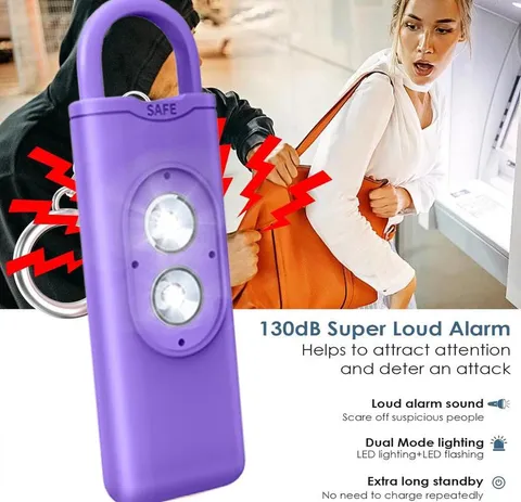 With 130dB & 2 LED Light Personal Alarm Keychain For Emergency Safesound Person