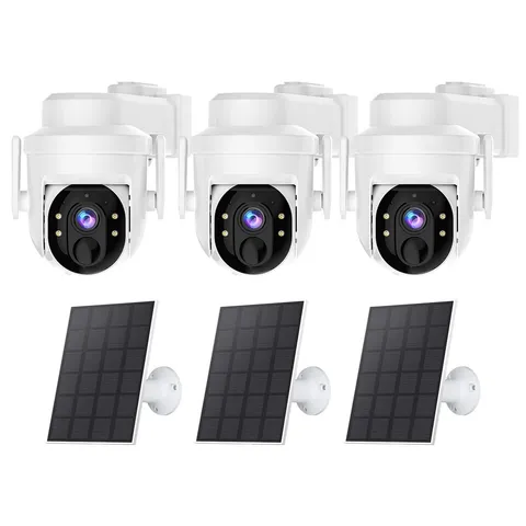 3Pcs Wireless Solar Camera Outdoor WiFi Solar Battery Security Camera System