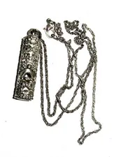 Vintage Whistle Pendant Necklace Personal Protection Alarm 1970-80's