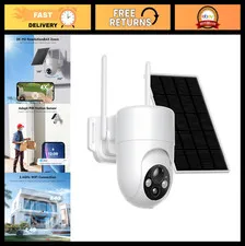 2K Solar Wireless Outdoor Security Camera, 360° View, Color Night Vision, Batter