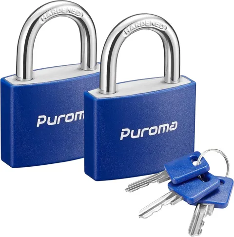 Lock Keyed Padlock, 2 Pack Aluminum Locks with 3 Keys Alike, 1.1 Inch Blue
