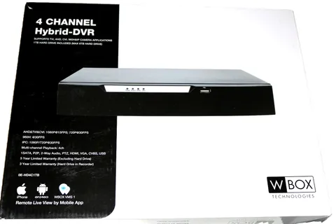 WBOX 4CH Hybrid DVR 1TB HDD CCTV Recorder TVI AHD CVI 960H & IP Cameras HDMI VGA