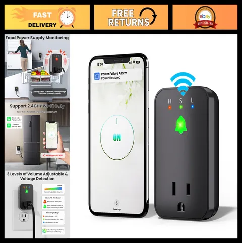 WiFi Power Failure Alarm - Smart Outage Alert with App Notifications, 110dB Soun