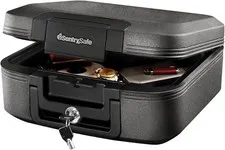 Sleek Dark Gray Fireproof Waterproof Safe - 6.6 x 15.4 x 14.3 Inches, Key Lock