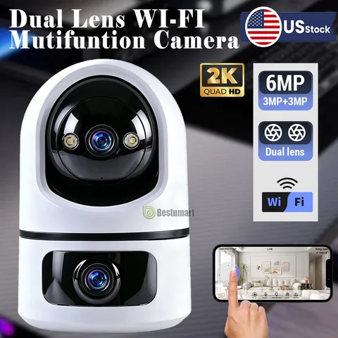 NEW 360° WiFi Security Camera Dual Lens Home Night Vision PTZ 6MP Audio SmartCam