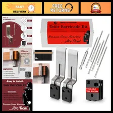 Heavy Duty Door Barricade Security Kit, 8-Gauge Steel, 2000 Lbs Resistance, Easy