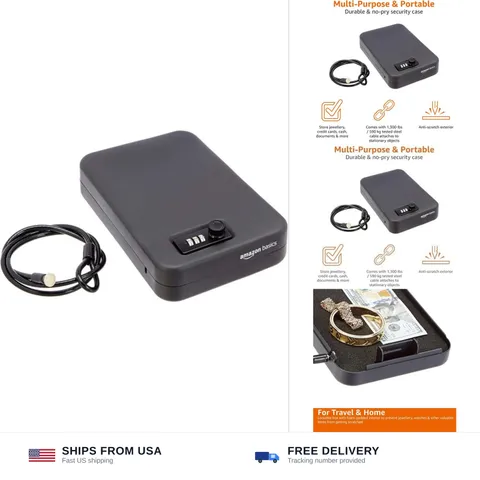 Amazon Basics Portable Security Case Lock Box Safe with Combination Lock for ...