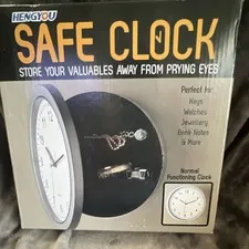 HENGYOU Safe Clock Hidden Wall Safe Key Lock Secret Compartment Small