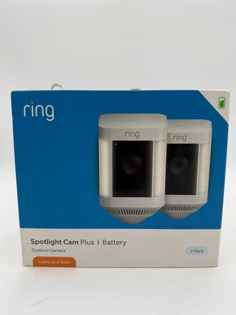 Ring Spotlight Cam Plus Battery Security Camera White 2-Pack Color Night Vision