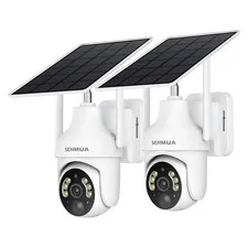 SEHMUA 2K Solar Security Cameras Wireless 2 Pack 360° View Pan RBX-S73 - White