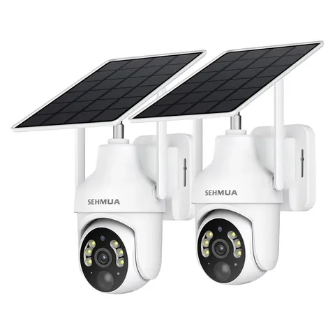 SEHMUA 2K Solar Security Cameras Wireless 2 Pack 360° View Pan RBX-S73 - White