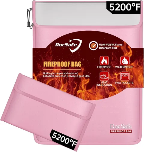Fireproof Document Bag (5200℉) with Fireproof Organizer Travel Case,Heat Insulat