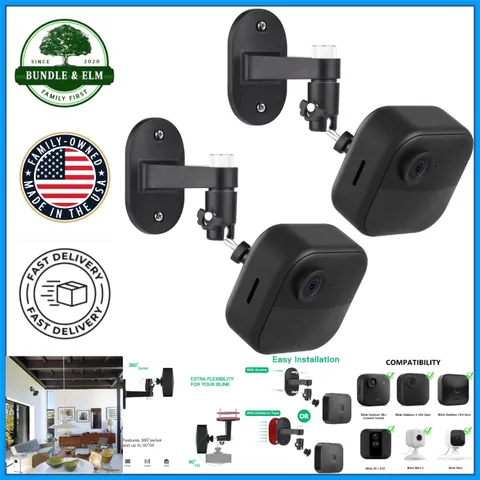 Adjustable Security Wall Mount Bracket for Outdoor Cameras - 2 Pack Black
