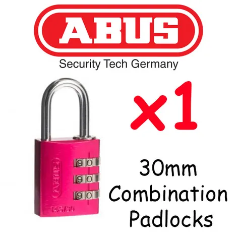  ABUS Combination Padlocks - Resettable 30mm  x1  High quality - HOT PINK