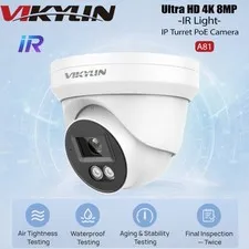 Vikylin 4K 8MP Audio PoE IP Security Camera Outdoor IR Light Night Vision NDAA