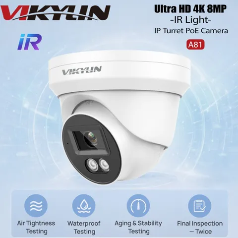 Vikylin 4K 8MP Audio PoE IP Security Camera Outdoor IR Light Night Vision NDAA