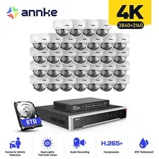 ANNKE 32CH 12MP NVR 4K POE AI Security Camera System Color Night Audio Recording
