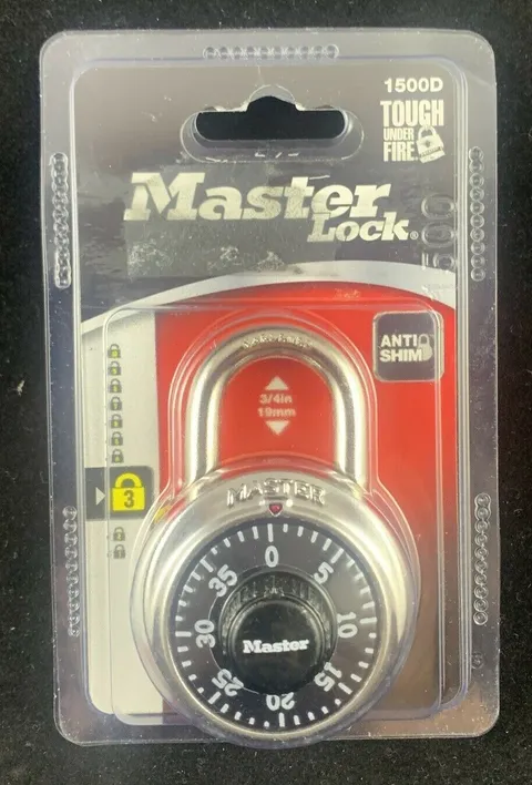Master Lock 1500D Preset Combination Padlock 1 7/8 in Wide, Black Dial