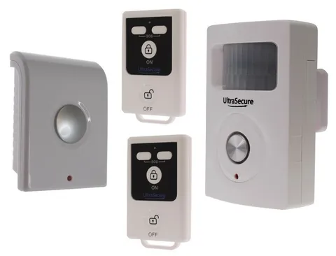 Battery PIR Alarm & Additional Siren (both 130 decibels) & 2 x Remote Controls 
