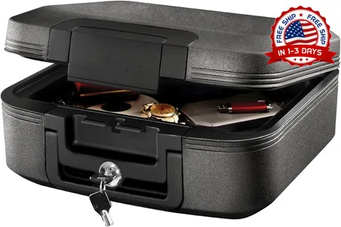 Caja De Seguridad Ignífuga E Impermeable Con Cerradura Con Llave