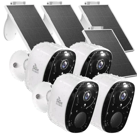 2.4/5G 4PC Wireless Solar Outdoor Security Camera with Solar Panels