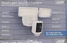 Feit Electric Flood Light Security Camera 1080p Wi-Fi Hardwired White Siren