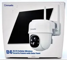 Cinnado B6 4G LTE Cellular Wireless Security Camera With Solar Panel - White