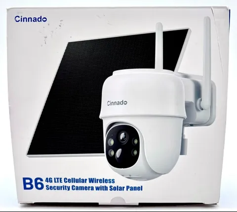 Cinnado B6 4G LTE Cellular Wireless Security Camera With Solar Panel - White