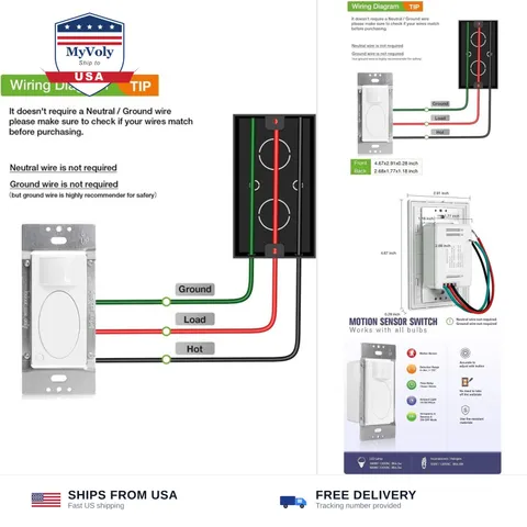 PIR Motion Sensor Light Switch,Occupancy Sensor Switch | 5Amp | Sigle-Pole | ...