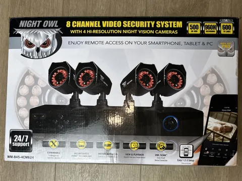 Night Owl 960H Video Security 500GB DVR System 8 Channel 4 Cameras New Open Box