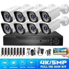 8 Camaras De Seguridad Wifi Exterior 1080P Para Casa Oficina Con Vision Nocturna