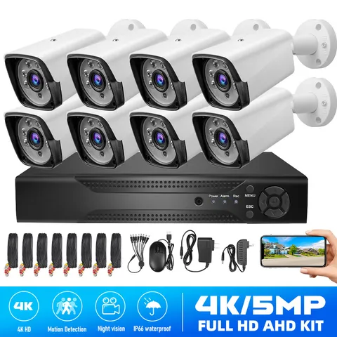 8 Camaras De Seguridad Wifi Exterior 1080P Para Casa Oficina Con Vision Nocturna