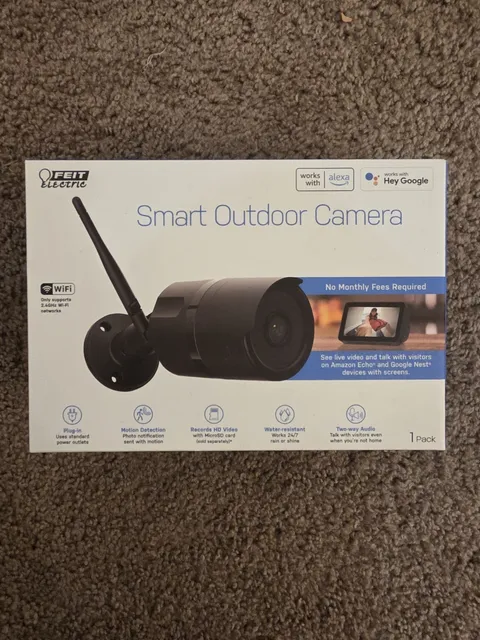 Feit Electric Smart Outdoor Camera WIFI HD Live Video 2-Way Audio Mtn Actvtd NIB